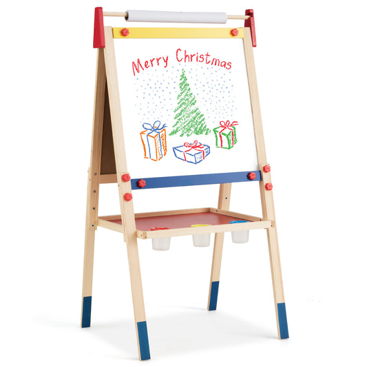 LIVSK 3-in-1 magnetische kinderplank - Dubbelzijdig Krijtbord en Whiteboard - Hoogte Verstelbaar - Inclusief Accessoires -