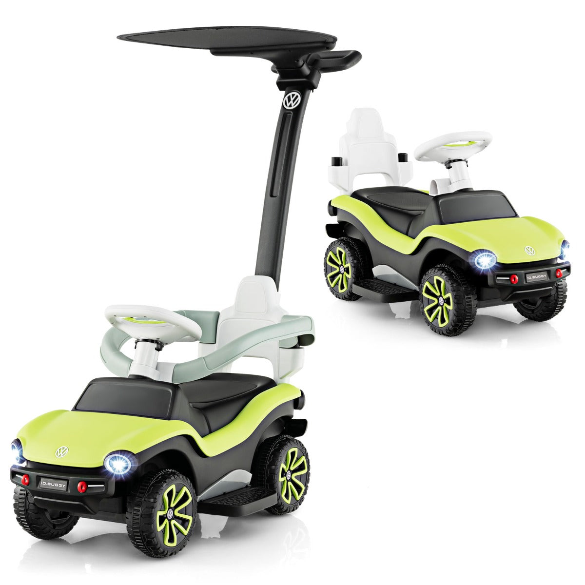LIVSK 3-in-1 Volkswagen Duwauto - Kinderwagen, Loopauto en Looprekje - Verstelbare Duwbeugel - Muziek en Licht - Groen