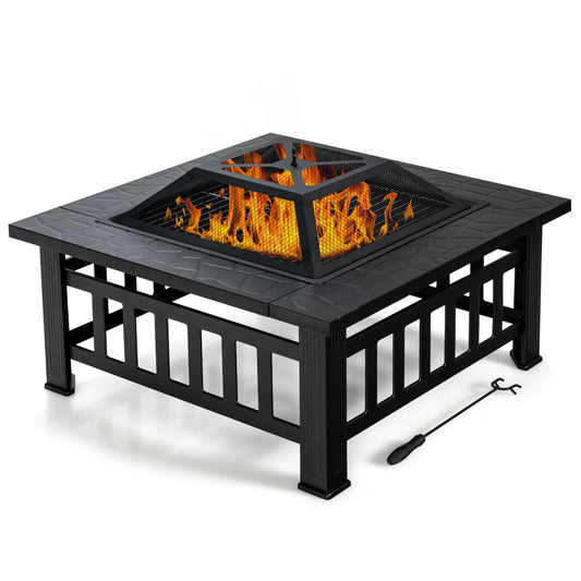 LIVSK Multifunctionele Vuurschaal - 3-in-1 Vuurplaats Tafel, BBQ Rooster en IJsemmer - Hittebestendig Staal - Zwart