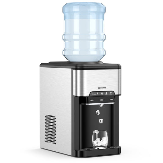 LIVSK 3-in-1 Waterdispenser met Ijsmaker - Warm/Koud Water - Intuïtief Paneel - Kinderslot - 28 x 43 x 48 cm - Zilver + Zwart