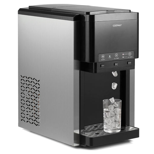 Livsk costway 3 in 1 waterdispenser met ijsblokjesmachine ijsblokjesmachine met gemalen ijs ijsmachine voor thuis keuken en kantoor