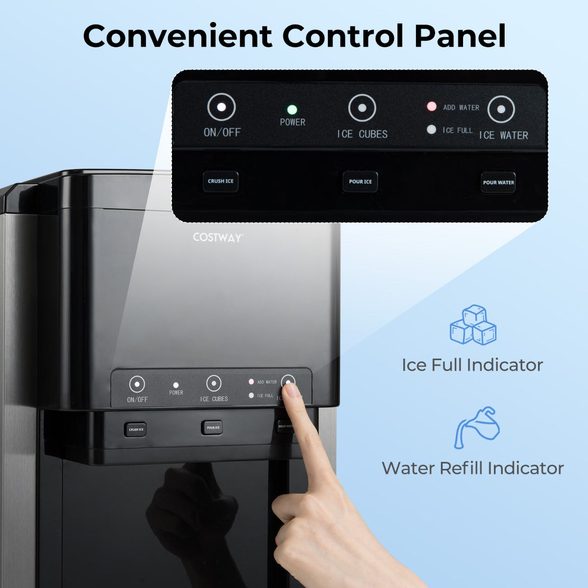 Livsk costway 3 in 1 waterdispenser met ijsblokjesmachine ijsblokjesmachine met gemalen ijs ijsmachine voor thuis keuken en kantoor 5