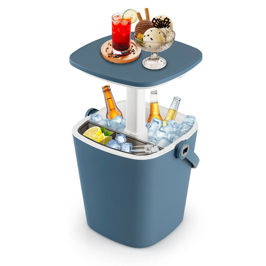 LIVSK 3-in-1 Koeltafel - Weerbestendig PP - Tot 15L - Inclusief Flesopener en Tang - Perfect voor Buiten - Blauw
