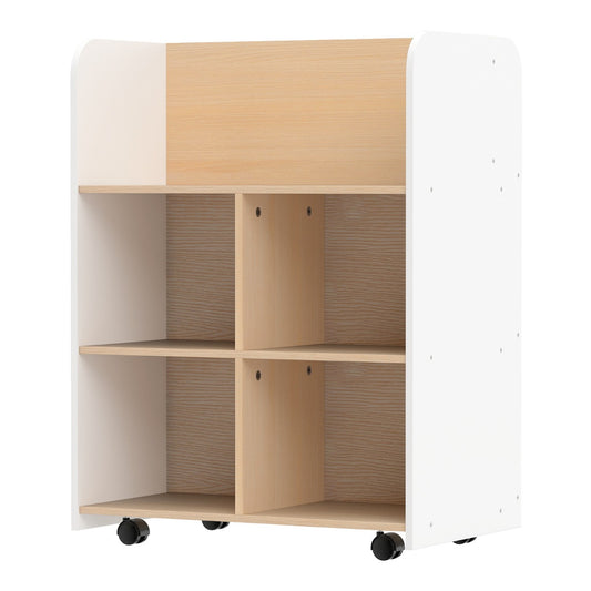 Livsk costway 3 laags kinderboekenrek met wieltjes dubbelzijdige boekenpresentatie opbergkar staand rek van hout houten boekenrek met 8 open vakken