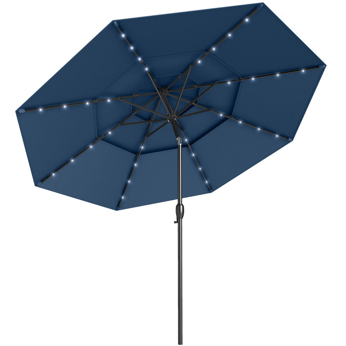 LIVSK Zonnescherm op Zonne-energie - 32 LED-lampen - Driedelig Geventileerd - Automatische Kantelverstelling - 313 x 248 cm -