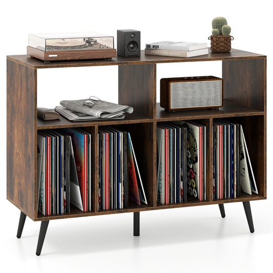 LIVSK Platenspelerstandaard - Rustiek Bruin - 3 Laags - Vinylopslag - Tafelblad en Vakken - 100 x 40 x 74,5 cm - Bruin