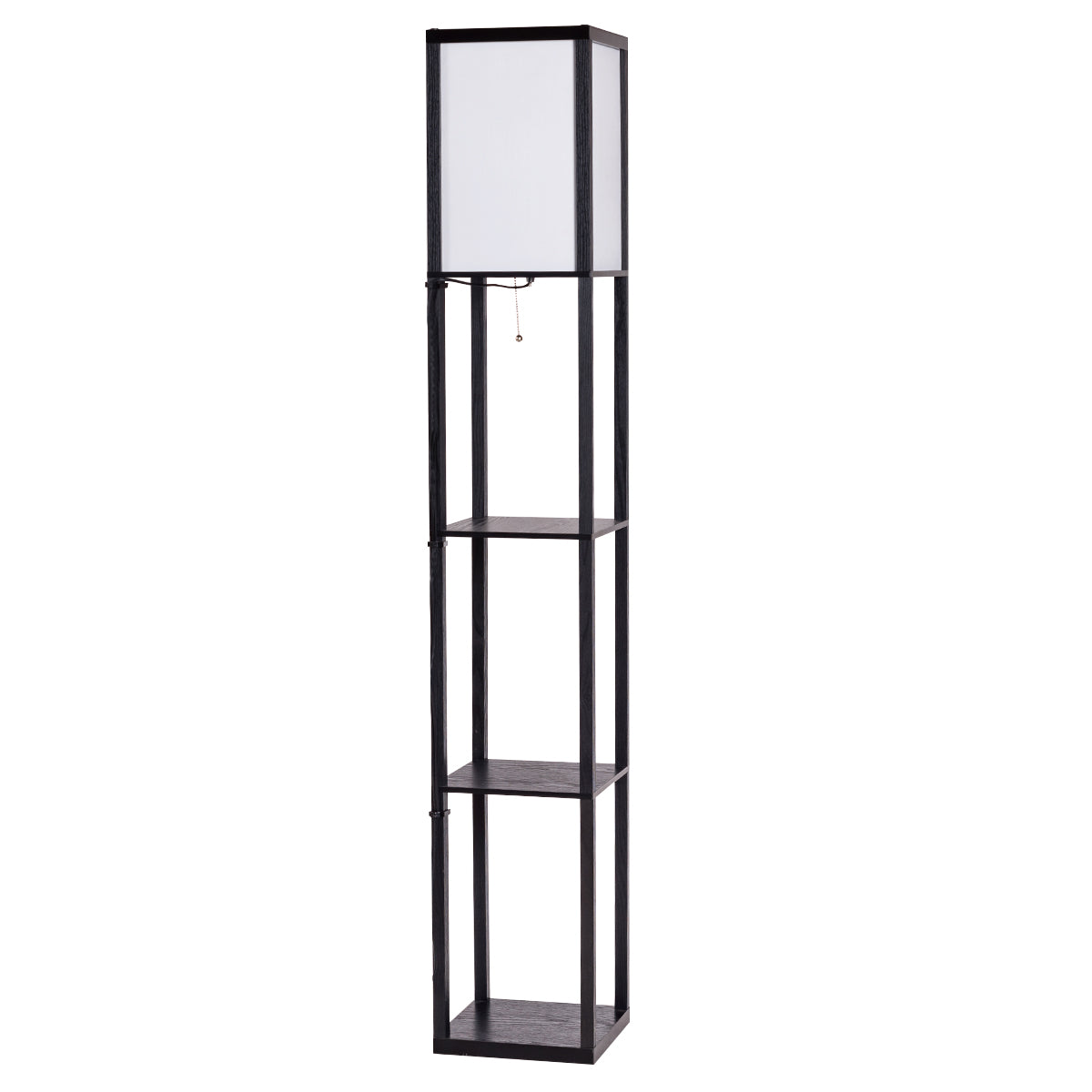 LIVSK Plank Vloerlamp met 3-laags Plankontwerp - Zacht Licht - Stabiel Frame - Modern Design - 26 x 26 x 160 cm - Zwart