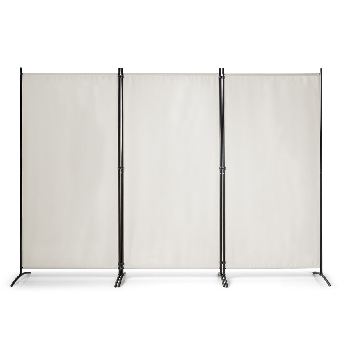 LIVSK Kamerscherm 3 Panelen - Hoogwaardig Polyesterweefsel - Stalen Frame - Opvouwbaar - Privacy en Decoratie - Gebroken wit