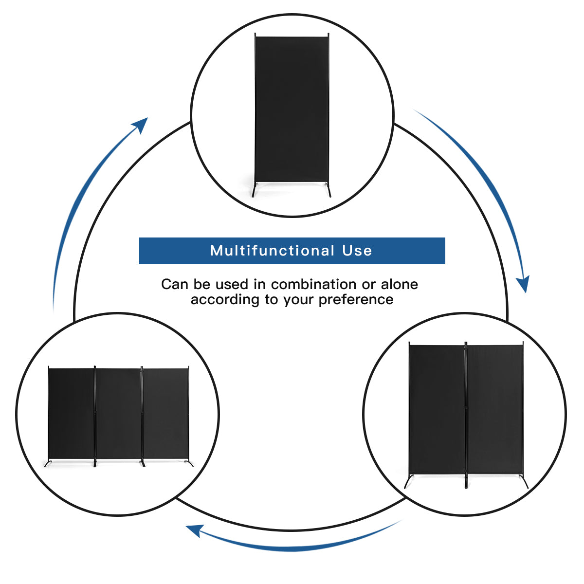 LIVSK Kamerscherm - Inklapbaar met 3 Panelen - Hoogwaardig Polyester & Staal - Flexibel & Duurzaam - Tot 260 x 183 cm - Zwart