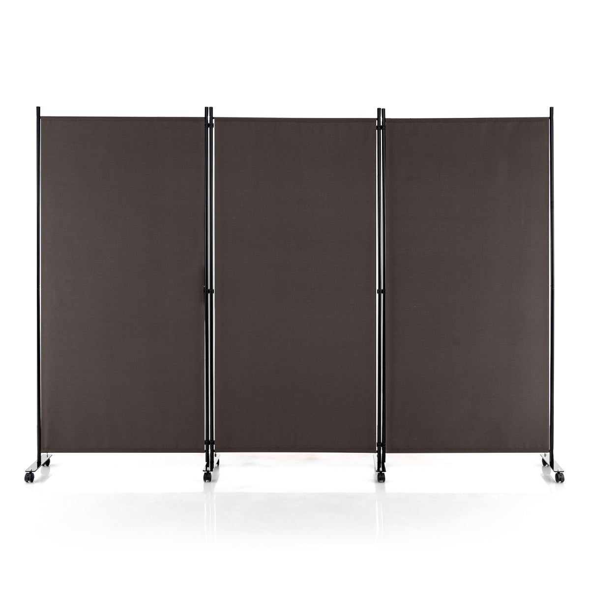 LIVSK Privacyscherm Kamerscherm Op Wielen - Roestbestendig - Textielvezel - 8 Zwenkwielen - 262 x 180 cm - Bruin