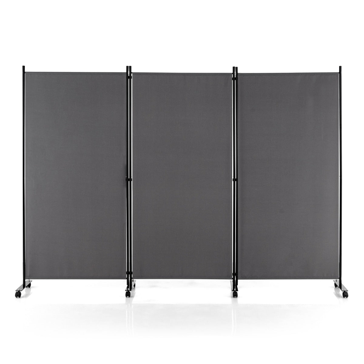 LIVSK Kamerscherm op Wielen - Draagbaar met 3 Panelen - Ademend Textielvezel - Voor Privacy en Ruimteverdeling - Grijs