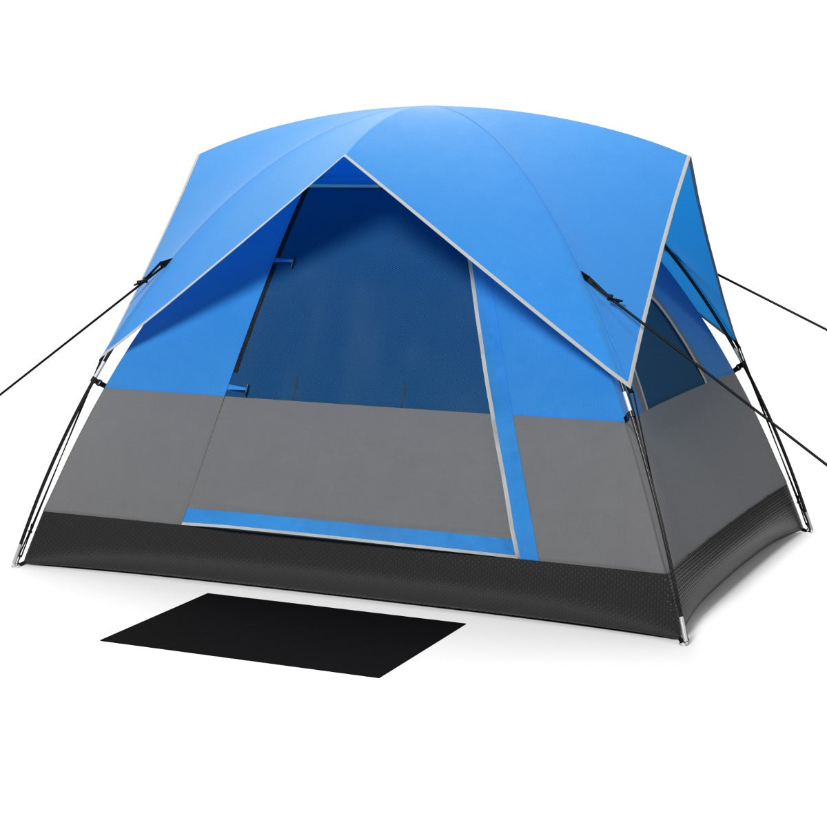 LIVSK Familietent 3-Persoons - Waterdicht Polyester 1500 mm - Goed Geventileerd - Inclusief Draagtas - 200 x 146 x 130 cm - Blauw