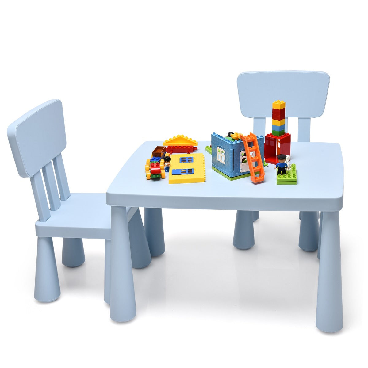 LIVSK Multifunctionele Kinderset - 1 Tafel en 2 Stoelen - Ergonomisch en Veilig - Draagvermogen 50 kg - Blauw