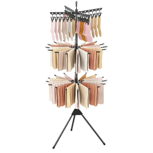 LIVSK 3-traps Inklapbare Wasdroger - 178 cm Hoogte - 24 Clips - 32 Stangen - Ruimtebesparend - Zwart