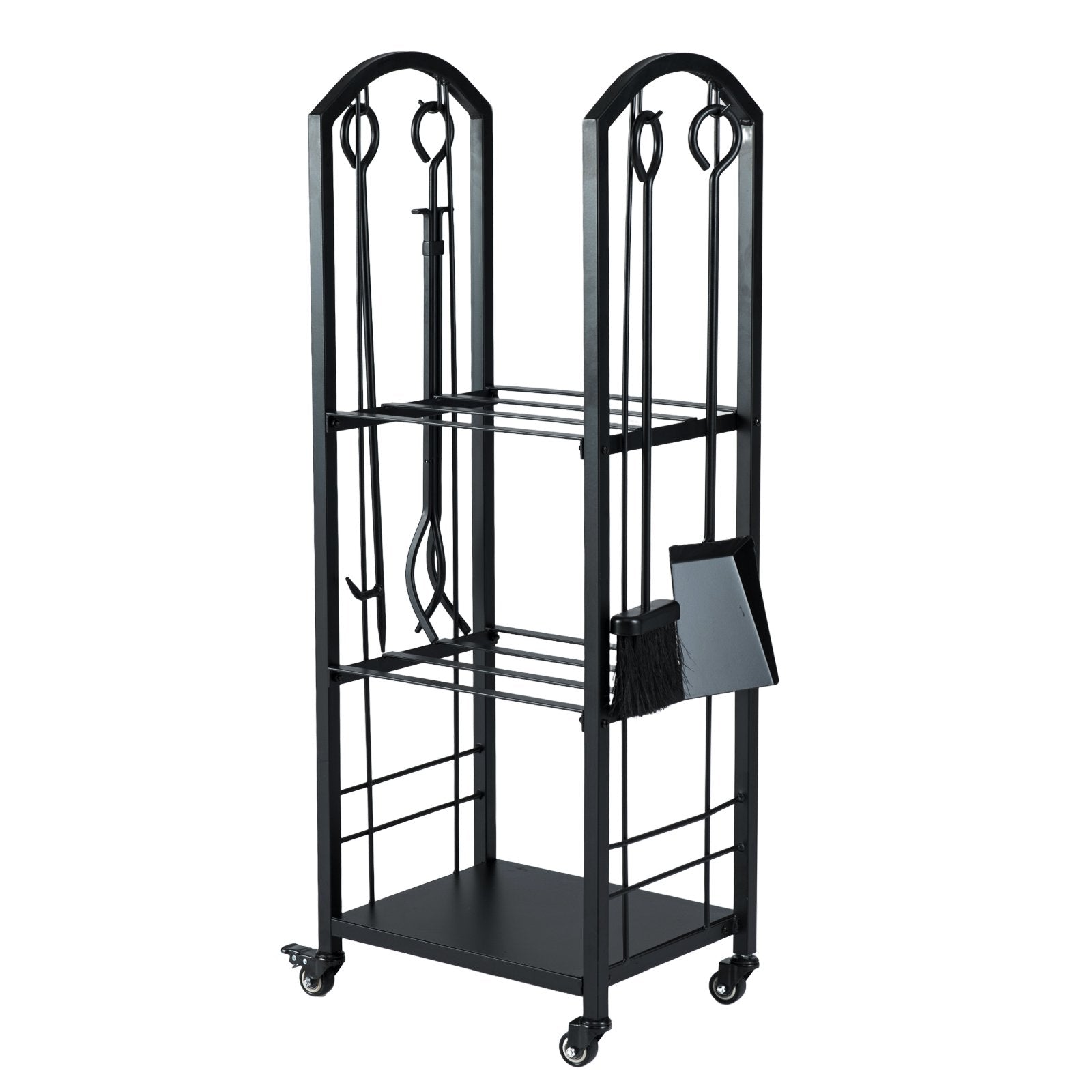 LIVSK Mobiele Houtstandaard - 3-laags met Gereedschapsset - Rolbaar met 4 Wielen - Hittebestendig Metaal - 40 x 30 x 108 cm -