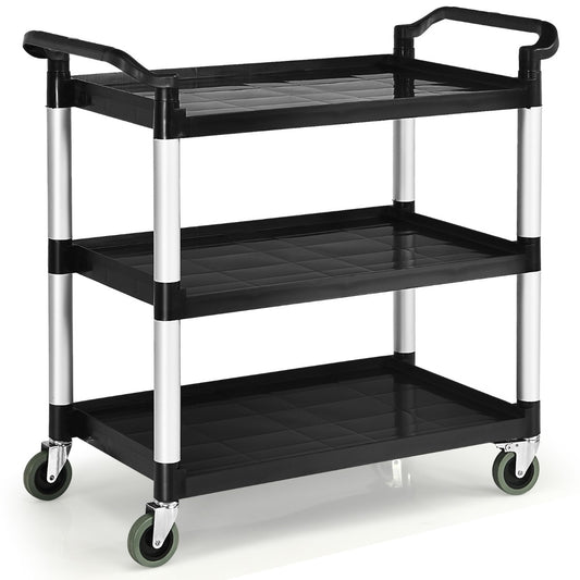 LIVSK Multifunctionele Trolley - 3 Niveaus - 360° Draaibare Wielen - Remsysteem - Tot 150 kg - Zwart