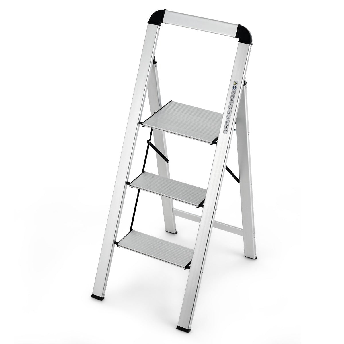 LIVSK Opstap met 3 Treden Aluminium - Lichtgewicht en Compact - Antislip - Tot 150 kg - Ideaal voor Klusjes - Zilver