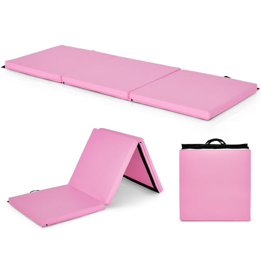 LIVSK Opvouwbare Oefenmat - Ergonomisch Ontwerp - Waterdicht - Handvatten - Ideaal voor Yoga en Pilates - 180 x 60 cm - Roze