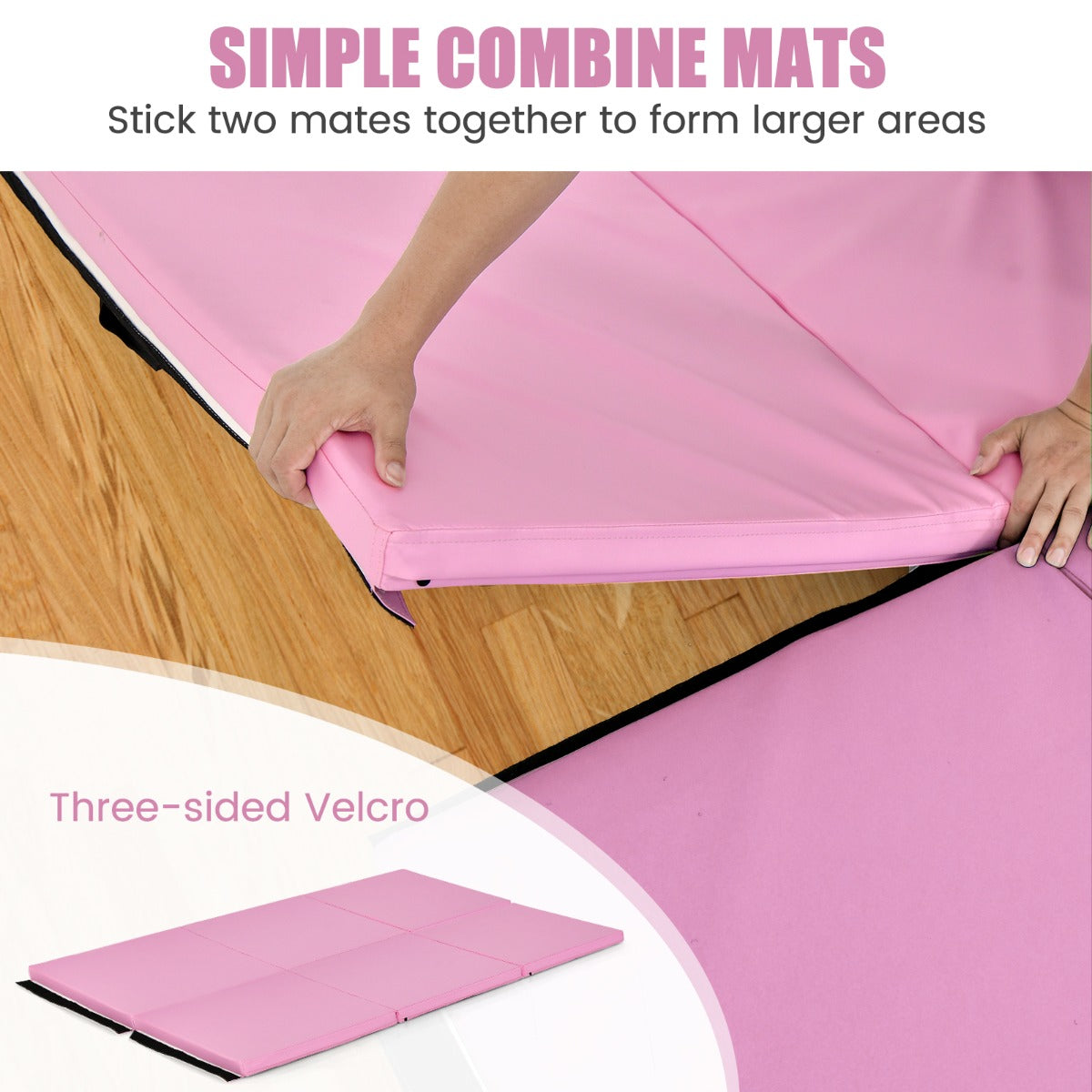 LIVSK Opvouwbare Oefenmat - Ergonomisch Ontwerp - Waterdicht - Handvatten - Ideaal voor Yoga en Pilates - 180 x 60 cm - Roze