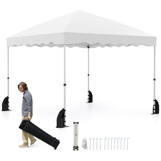 LIVSK Pop-up Luifel Tent - 3-voudig Verstelbaar - Inclusief Draagtas en Stabiliteitsaccessoires - 300 x 300 x 266-286 cm - Wit