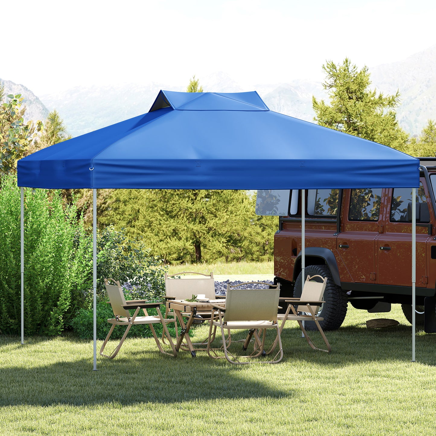 LIVSK Pop-up-paviljoen - Waterdicht met UV-bescherming 50+ - Eenvoudige montage - Draagbaar - 295 x 295 x 255-275 cm - Blauw