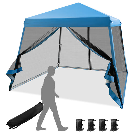 LIVSK Pop-up Paviljoen 3x3m - Verstelbare Hoogte - Mesh-zijwanden - Windbestendig - Waterdicht - 9 m² Schaduw - Grijs
