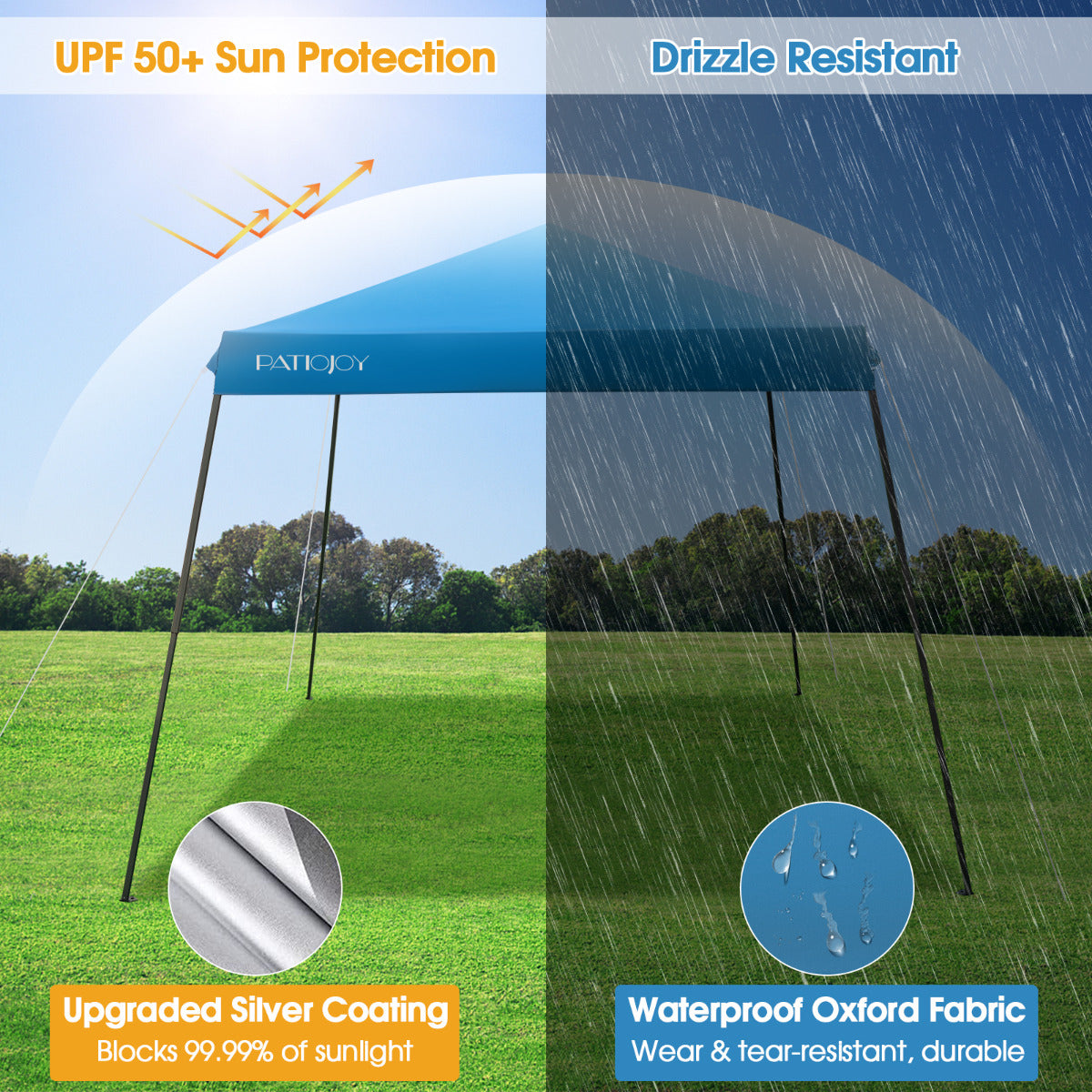 LIVSK Pop-up Paviljoen 3x3m - Verstelbare Hoogte - Mesh-zijwanden - Windbestendig - Waterdicht - 9 m² Schaduw - Grijs