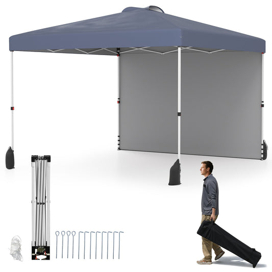 LIVSK Opvouwbaar Tuinpaviljoen - Pop-up Structuur - UPF50+ Zonbescherming - Draagtas met Wielen - 3 x 3 x 2,66-2,86 m - Grijs