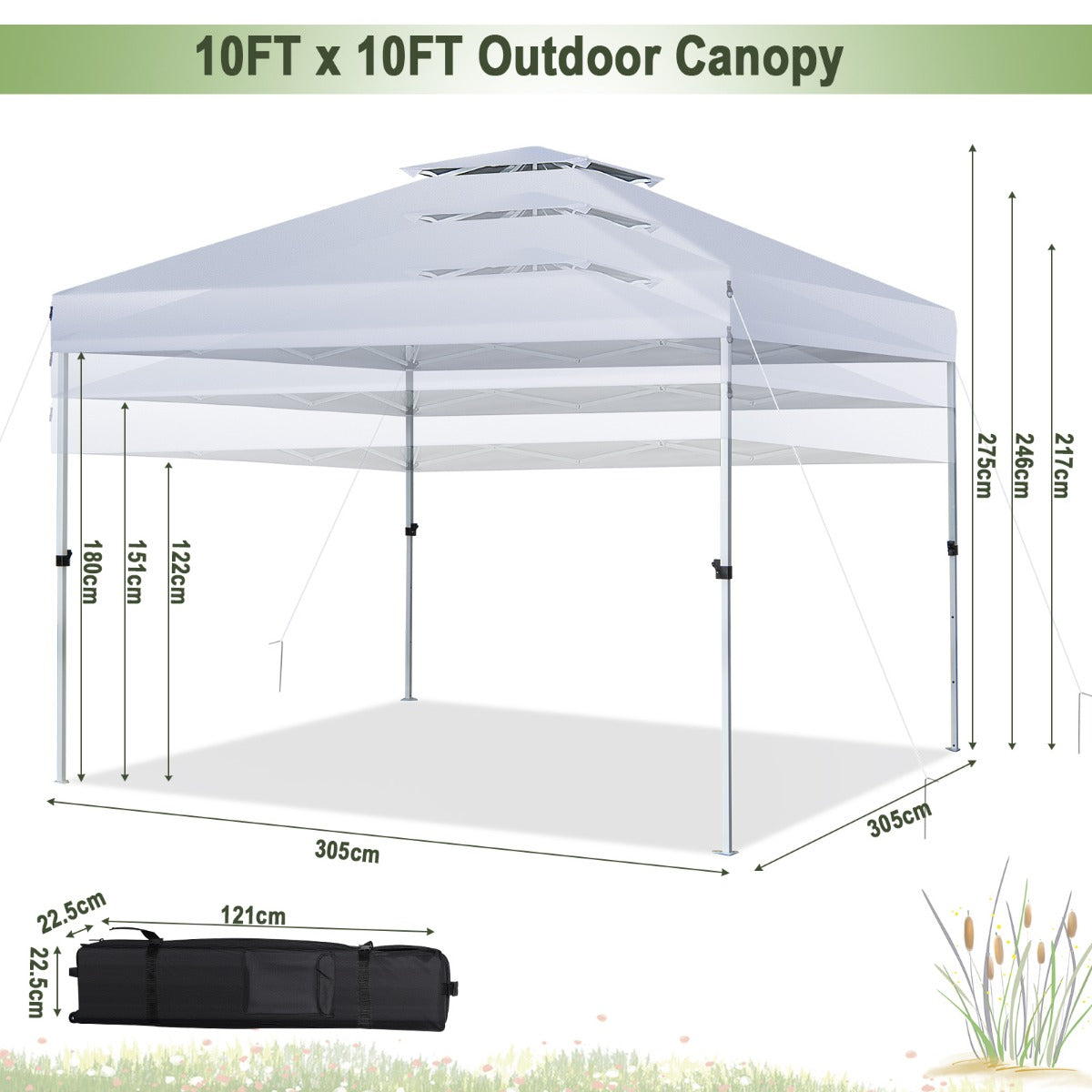LIVSK Tuinpaviljoen - Pop-up Ontwerp met Geventileerd Dak - UV-Bescherming - Voor 5-8 Personen - Inclusief Draagtas - Zilverwit