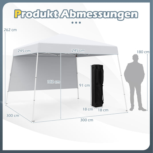 LIVSK Pop-up Paviljoen 3 x 3 m - Waterdicht - Zonbescherming - Eenvoudige Montage - Inclusief Rugzak - Wit