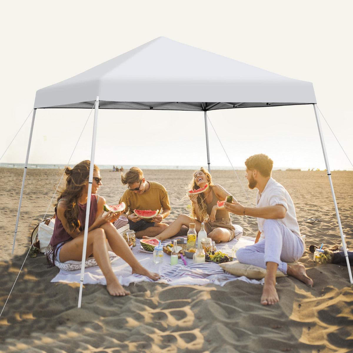 LIVSK Pop-up Paviljoen - Snel Montagesysteem - UV-Bescherming 50+ - Draagtas - Verstelbare Hoogte - Wit