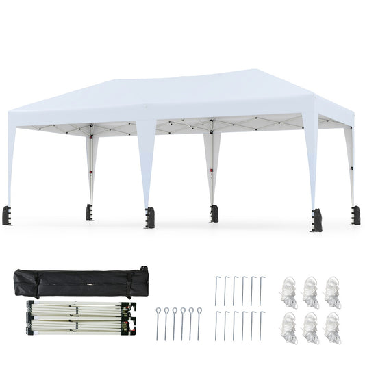 LIVSK Pop-up Partytent - Ruimte voor 10+ Personen - Hoogte Verstelbaar - Eenvoudige Opbouw - Draagtas met Wielen - Grijs