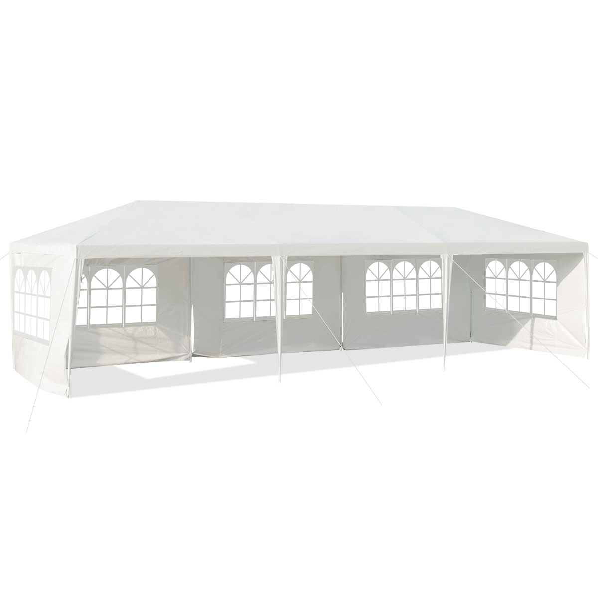 LIVSK Tuinpaviljoen met Verwijderbare Zijwanden - Stevig Stalen Frame - Eenvoudige Montage - 9 x 3 x 2,60 m - Wit