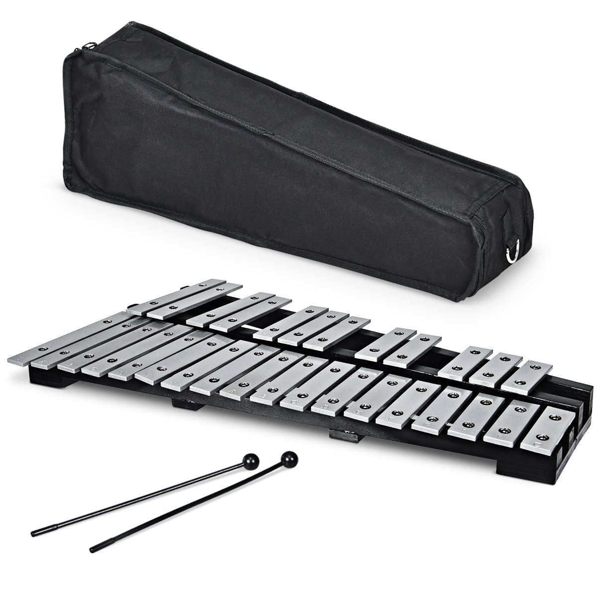 LIVSK Percussie Xylofoon - 30 Noot met Houten Frame - Inclusief Rubber Hamers en Draagtas - Voor Beginners en Gevorderden - Zwart
