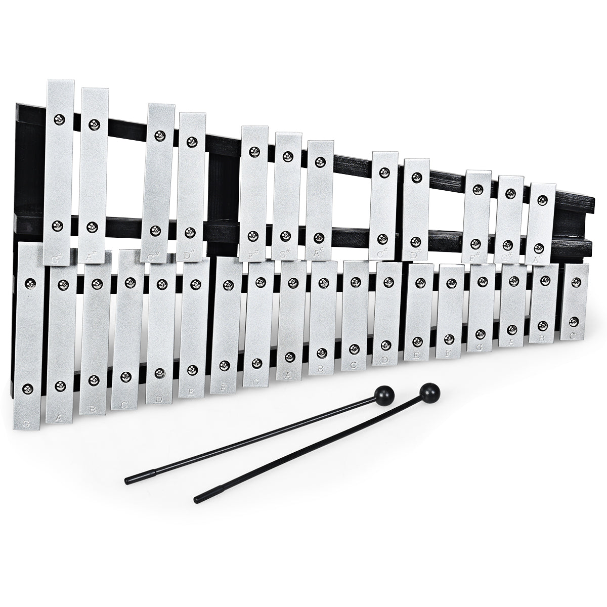 LIVSK Percussie Xylofoon - 30 Noot met Houten Frame - Inclusief Rubber Hamers en Draagtas - Voor Beginners en Gevorderden - Zwart