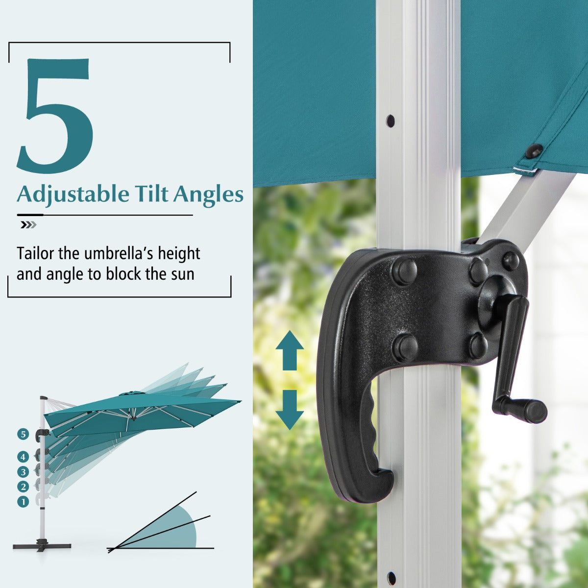 LIVSK Deluxe Terras Hangende Parasol - Kantelbaar met Slinger - 3m Luifel - Aluminium en Polyester - Stabiliteit met Kruisvoet -