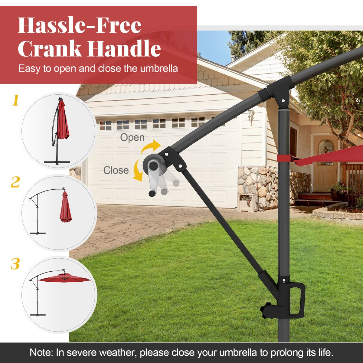 LIVSK Offset Parasol 300 cm - 32 LED's op Zonne-energie - Kantelmechanisme - Waterafstotend - Stabiele Constructie - Beige