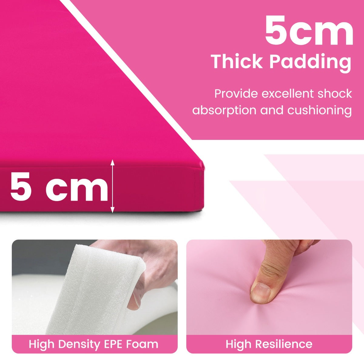 Livsk costway 300 x 117 x 5 cm kunstleer gevoerd met handvatten en klimgespen roze 2