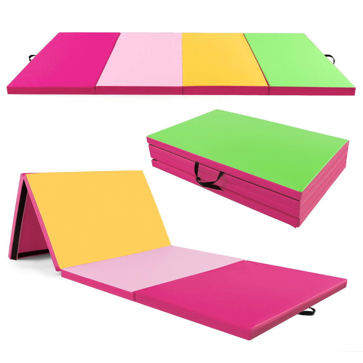 LIVSK Opvouwbare Gymnastiekmat - 5 cm Dikke EPE-schuimvulling - Handgrepen - Klittenbandsluitingen - 300 x 117 x 5 cm - Paars