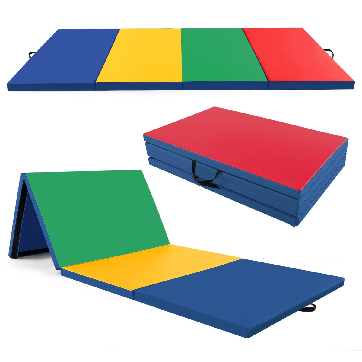 LIVSK Opvouwbare Gymnastiekmat - 5 cm Dikke EPE-schuimvulling - Handgrepen - Duurzaam en Afneembaar - 300 x 117 x 5 cm -