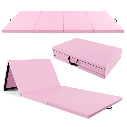 LIVSK Opvouwbare Gymnastiekmat - 5 cm EPE-schuim - Klittenbandsluiting - Handgrepen - 300 x 117 cm - Lichtroze