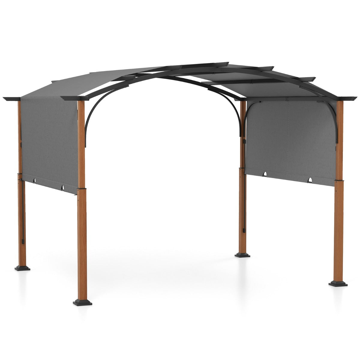 LIVSK Uitschuifbare Tuinpergola - Stabiel Gepoeiercoat Metaal - Duurzame Polyester Luifel - 300 x 360 cm - Grijs