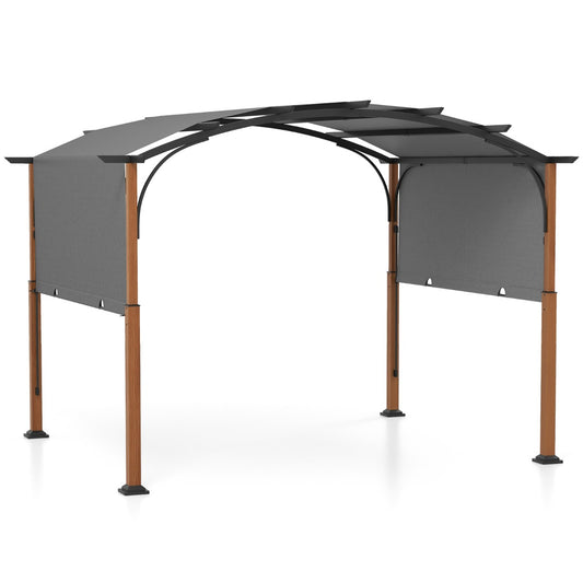LIVSK Uitschuifbare Tuinpergola - Stabiel Gepoeiercoat Metaal - Duurzame Polyester Luifel - 300 x 360 cm - Grijs