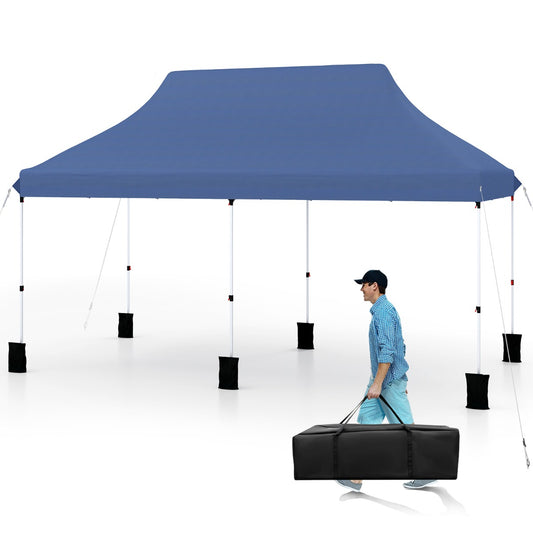 LIVSK Pop-up Paviljoen Tent - Ruimte voor 15-20 Personen - Waterdicht Oxford - Verstelbare Hoogte 296-316 cm - Blauw