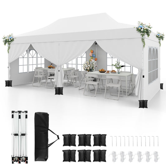 LIVSK Partytent 300 x 600 x 296–316 cm - Afneembare Zijwanden - UV-bescherming 50+ - Pop-up Ontwerp - Voor 15–20 Personen - Wit