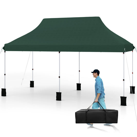 LIVSK Vouwpaviljoen - Robuust Metalen Frame - Zonbescherming 50+ - Eenvoudig Opzetbaar - Voor 15-20 Personen - Groen