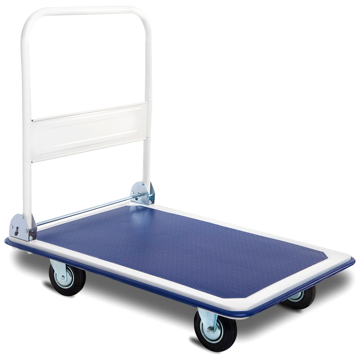 LIVSK Opvouwbare Platformwagen - Draagvermogen 300 kg - 2 Zwenkwielen - Stabiel en Compact - 90 x 61 x 88 cm - Blauw en Zwart