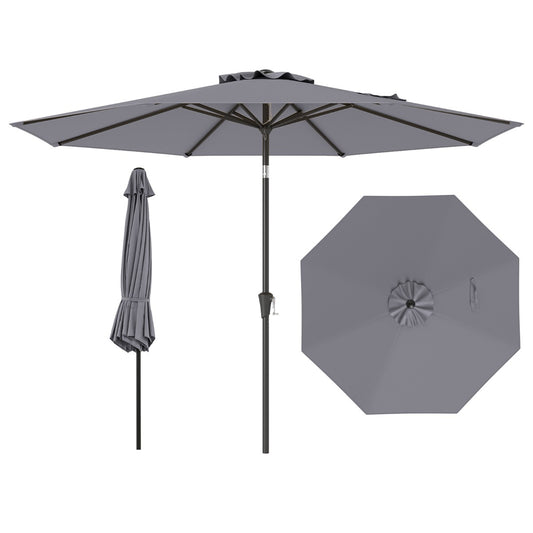 LIVSK Terrasparasol 303 x 253 cm - Kantelbaar met Zwengel - 8 Baleinen - Waterafstotend en Zonwerend - Grijs