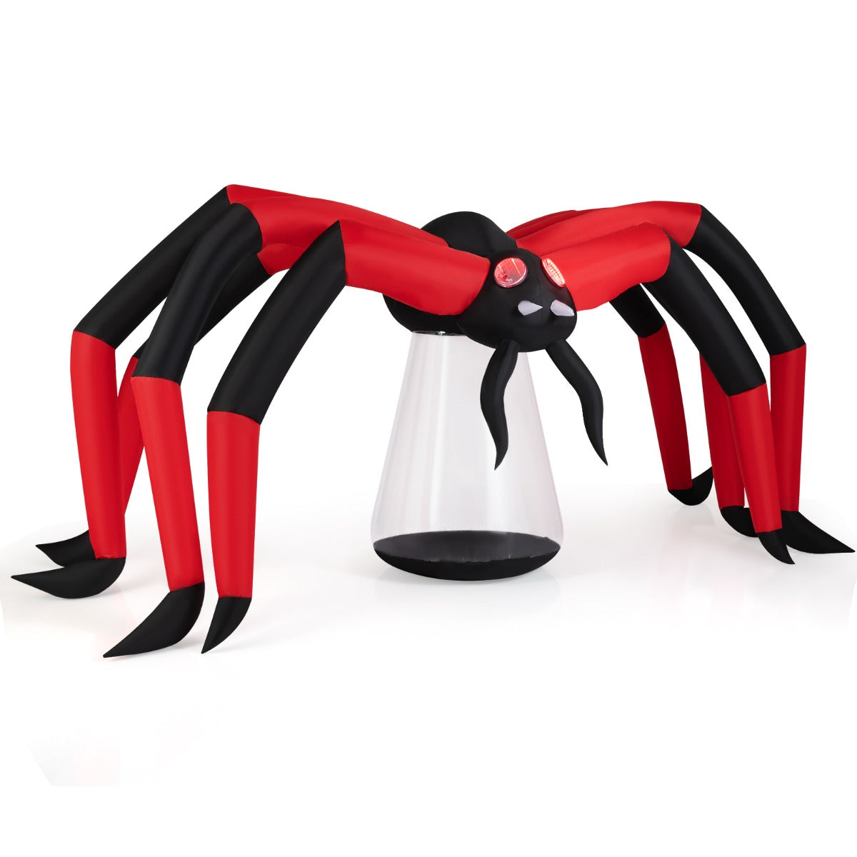 LIVSK Opblaasbare Halloween Spin - Gigantisch 313 cm - LED Verlichting - Inclusief Grondpennen en Touwen - Zwart + Rood