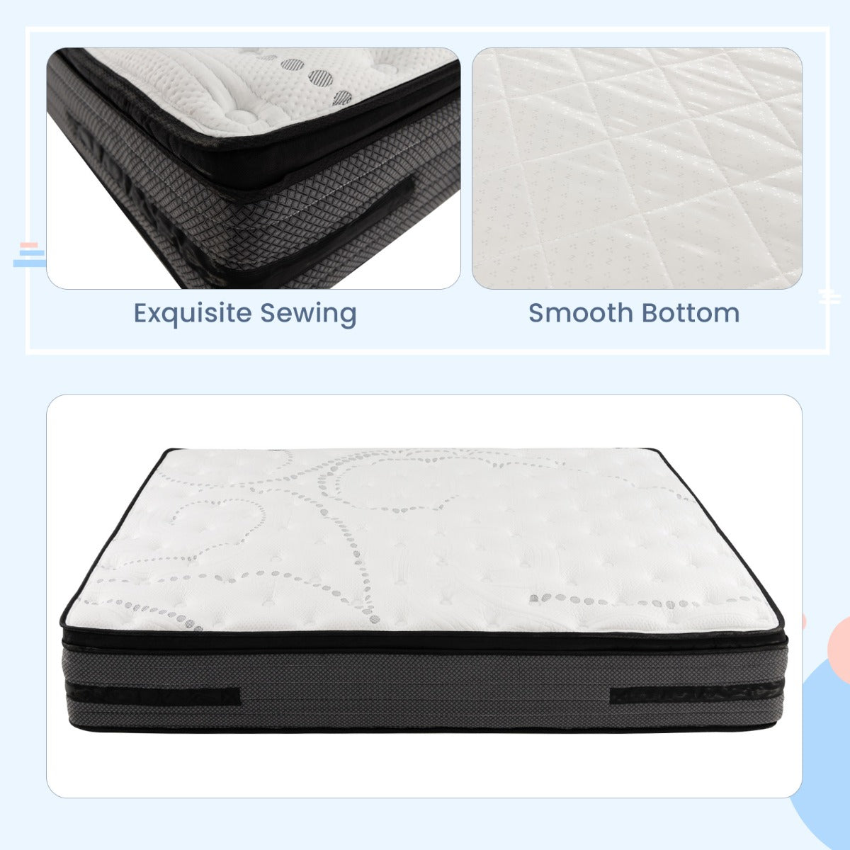 LIVSK Enhanced Hybrid Foam Matras - 32 cm Dik - 7 Zone Pocketveren - Ademend - Voor Zij-, Rug- en Buikslapers - Wit
